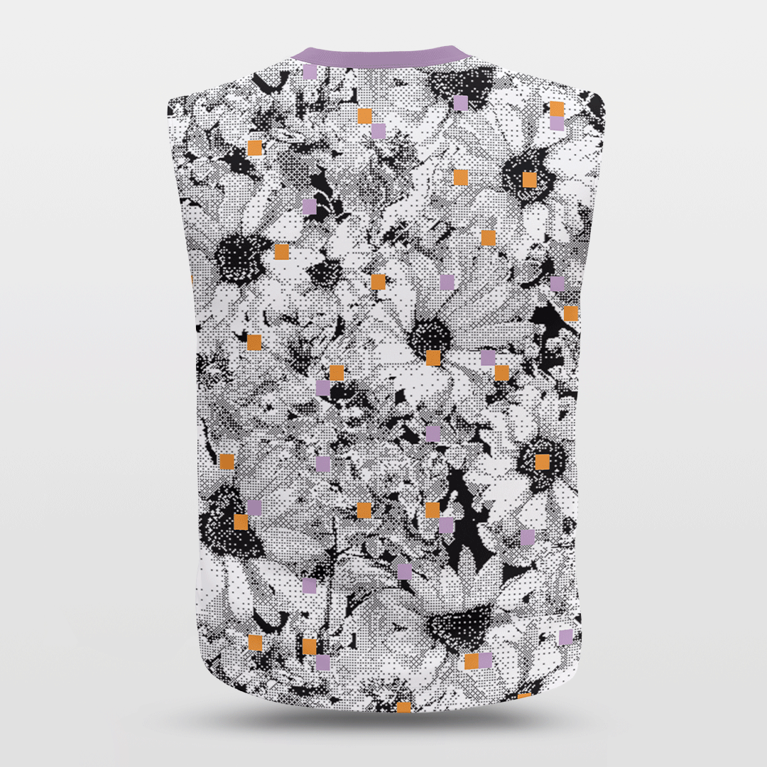 Cikers Sports Basketball Jersey Pixel Flower - Customized Wide Shoulder Basketball Jersey