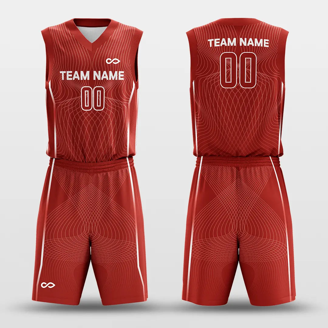 Cikers Sports Basketball Jersey Red / S Latitude and Longitude - Customized Sublimated Basketball Set