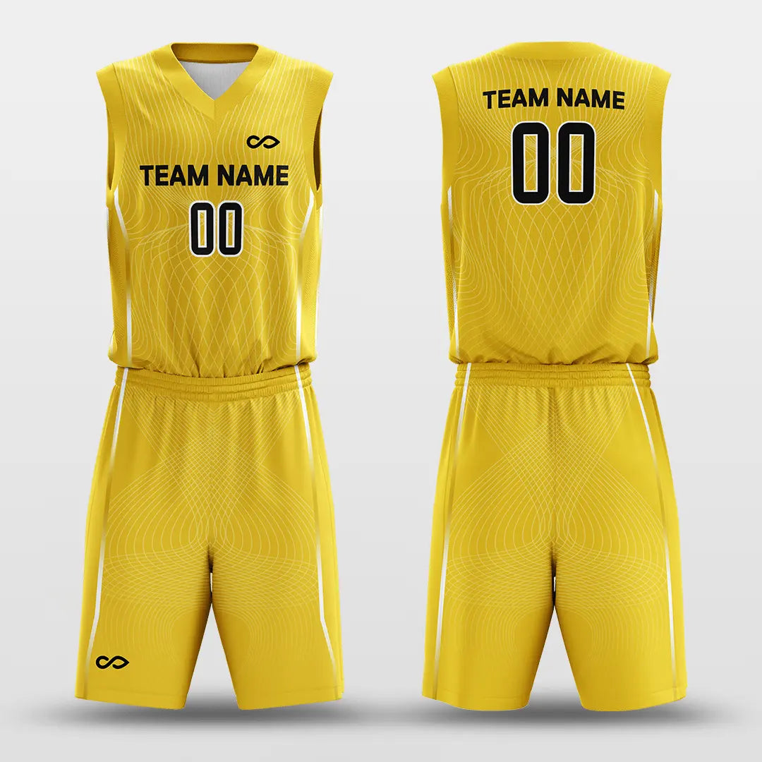 Cikers Sports Basketball Jersey Yellow / S Latitude and Longitude - Customized Sublimated Basketball Set