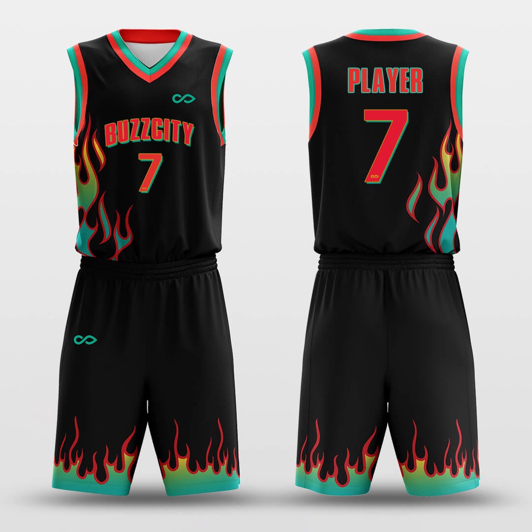Cikers Sports Basketball Uniforms Ghost Fire - Custom Sublimated Basketball Uniform Set