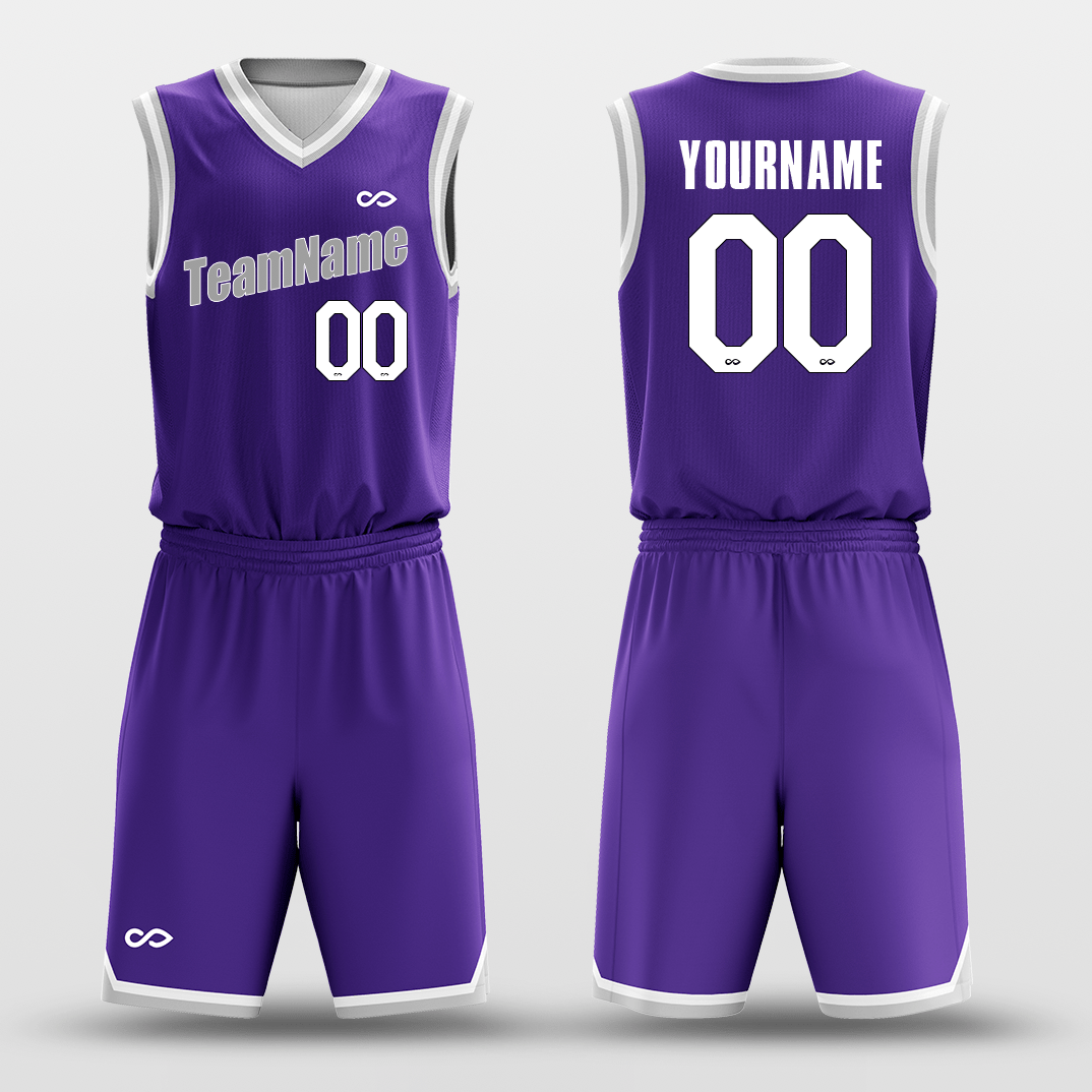 Cikers Sports Basketball Uniforms Purple White - Custom Basketball Jersey Design for Team