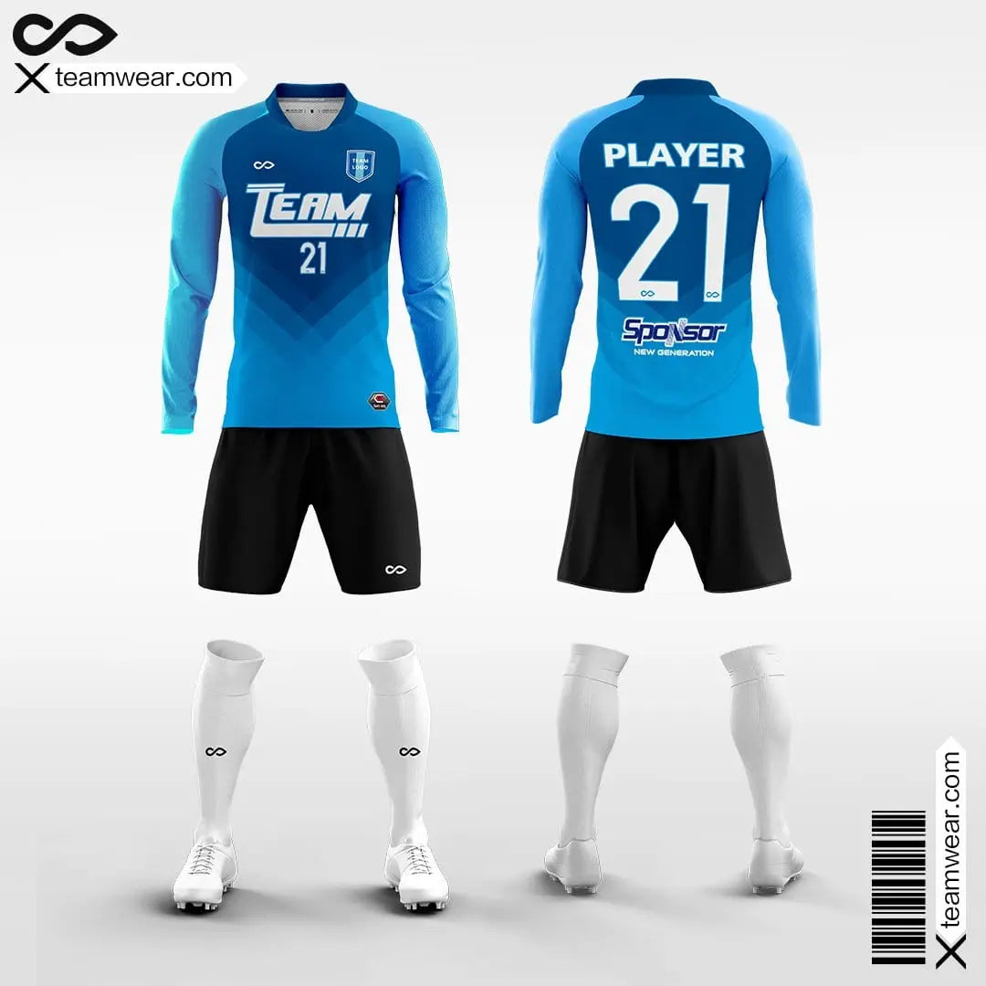 Cikers Sports Blue / S Continent - Men's Sublimated Long Sleeve Football Kit