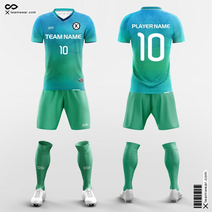 Cikers Sports Green / S Marble Pattern - All Over Sublimation Soccer Kits Short Sleeve