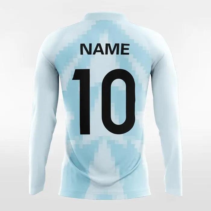 Cikers Sports Soccer Jersey Blue Mosaic - Customized Men's Sublimated Long Sleeve Soccer Jersey