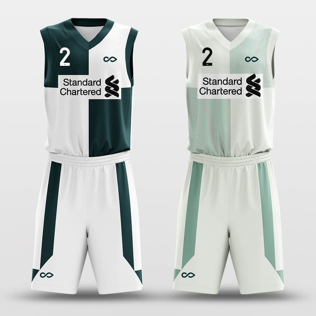 Cikers Sports Mint - Customized Reversible Sublimated Basketball Set Green&White / 6XL