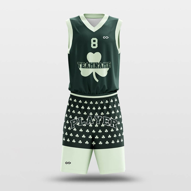 Polyhedron - Custom Sublimated Basketball Jersey Set Green Stripe-XTeamwear