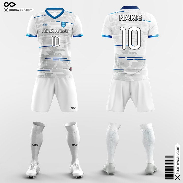 Custom Light Blue White-Black Sublimation Soccer Uniform Jersey Discount