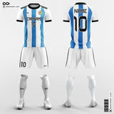 Custom White and Blue Soccer Jersey
