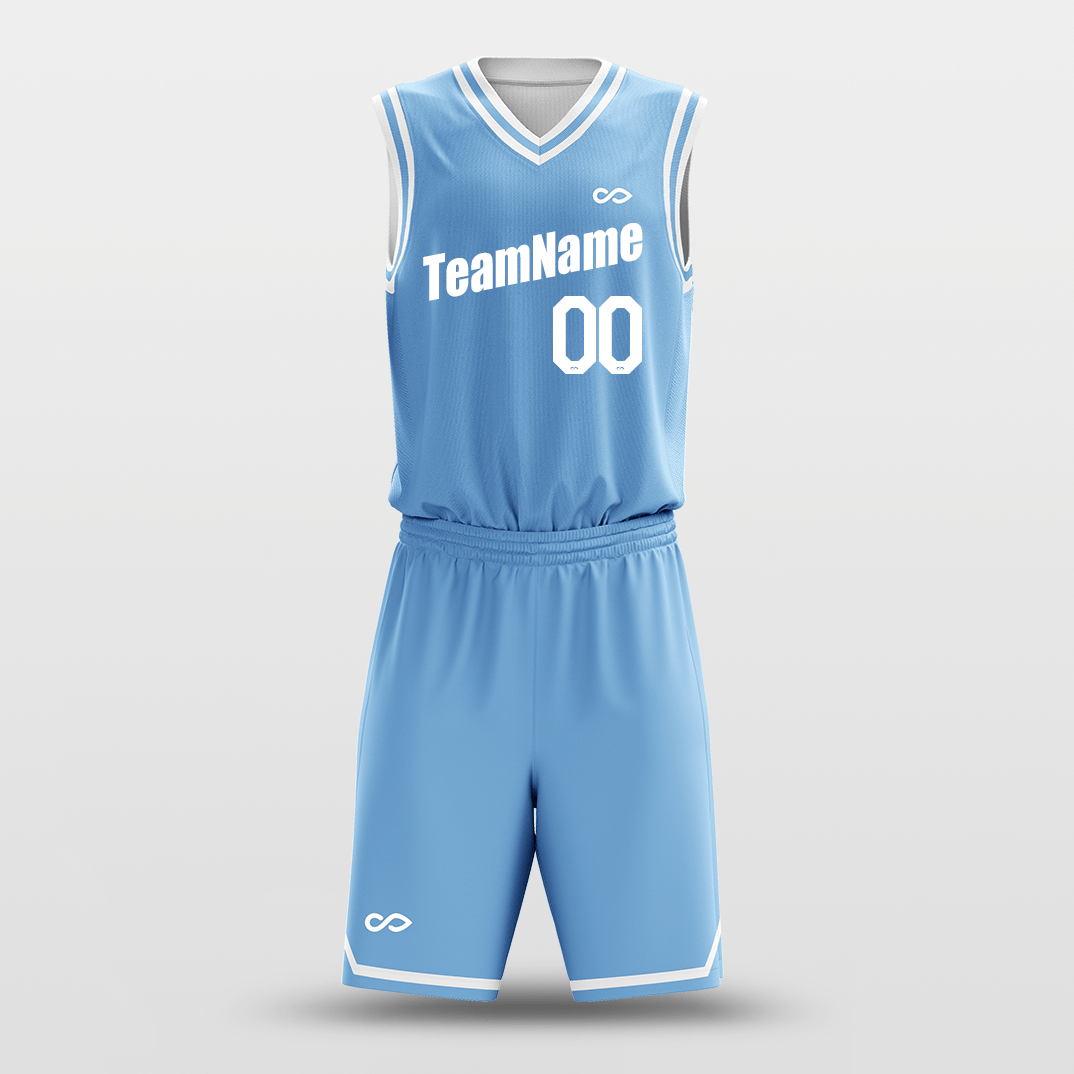 Custom Light Blue White V-Neck Basketball Jersey , Choose Your Own