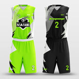 Green and Black Reversible Basketball Jersey Set