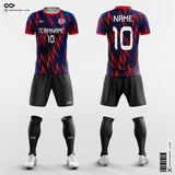 Red and black soccer jersey kit graphic