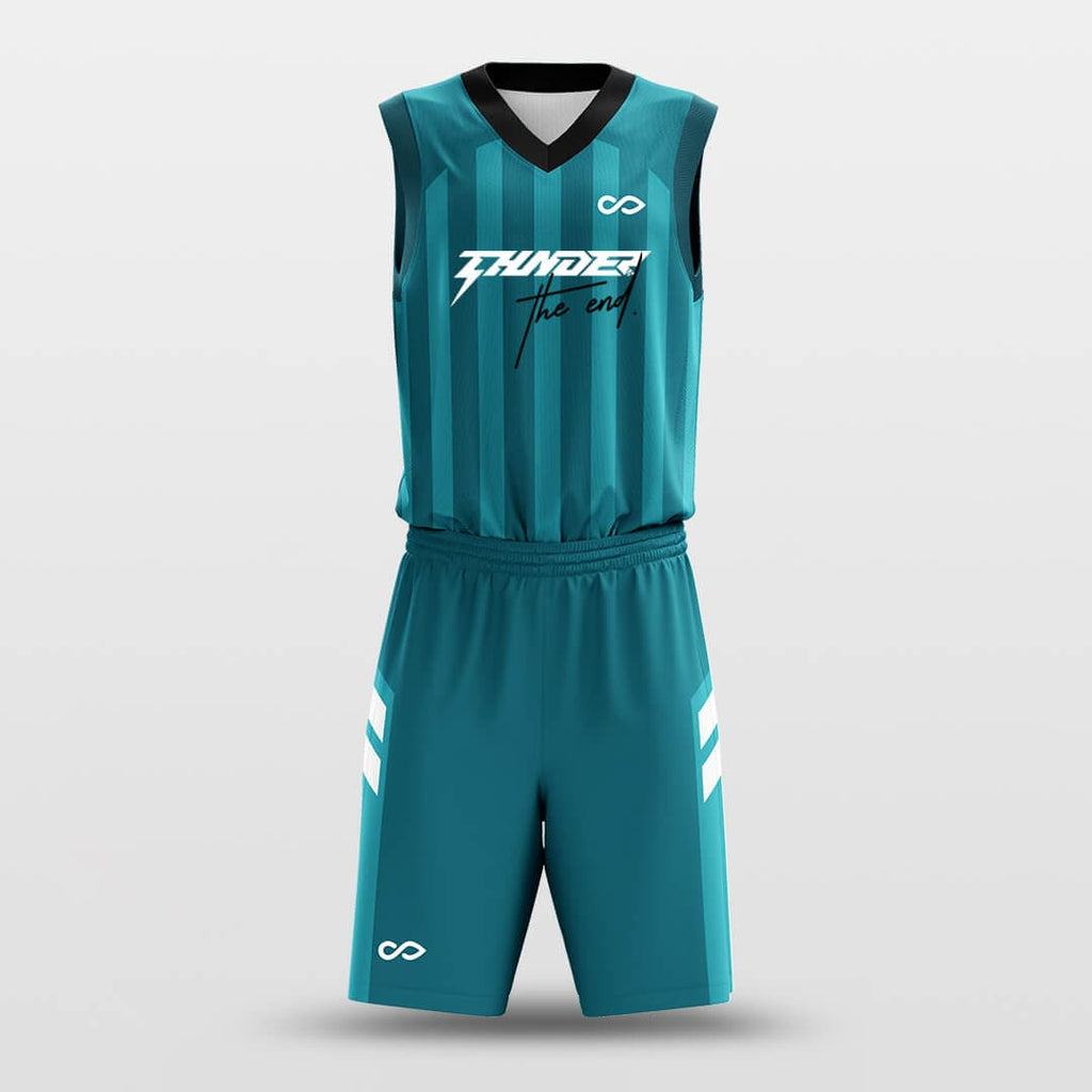 Dark Green Stripe Basketball Uniform
