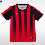 Red and Black Stripe Kid Soccer Uniform