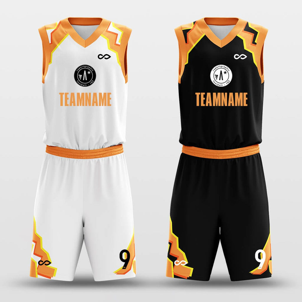 Orange Black White Custom Reversible Basketball Jersey 