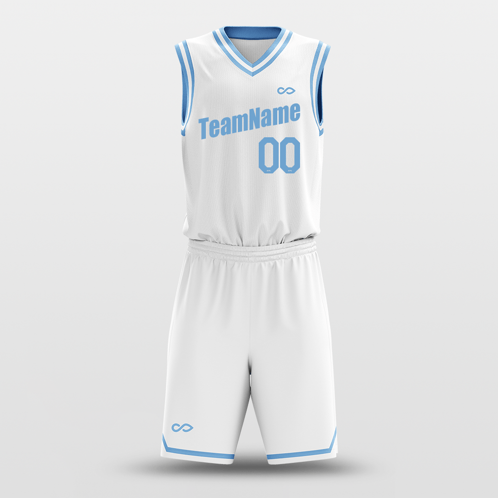 Custom Basketball Jerseys School White and Blue Basketball Team