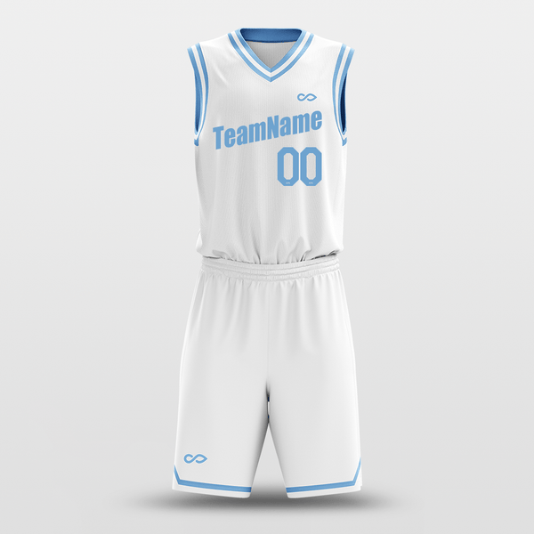Custom Blue White Solid-Color Basketball Jersey