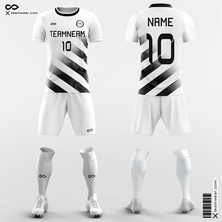 XTeamwear Soccer Uniforms Black and White / S Diagonal Stripes - Custom School Soccer Jerseys with Shorts Sublimated