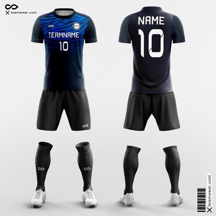 XTeamwear Soccer Uniforms Blue and Black / S Gradient Pattern - Custom Soccer Jerseys Kit Sublimated for School