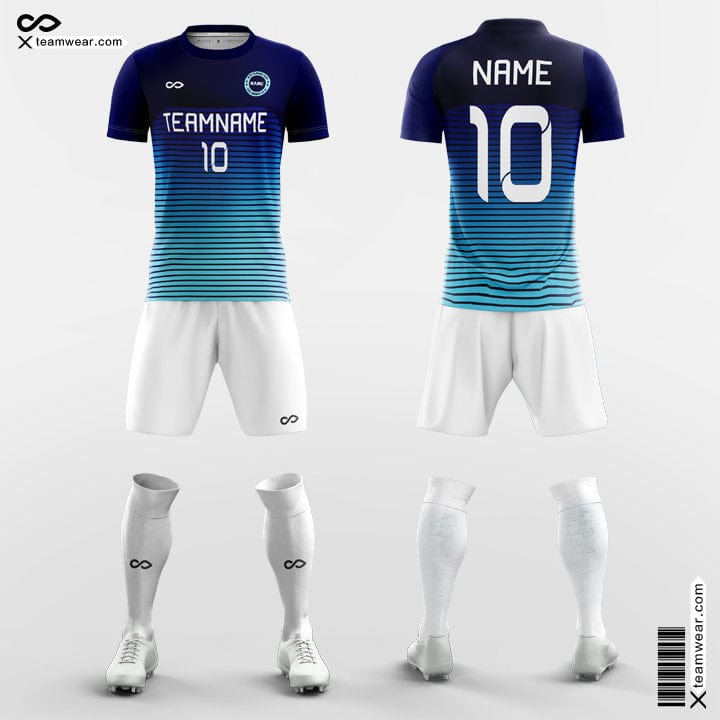 XTeamwear Soccer Uniforms Blue / S Gradient Pinstripe - Custom Soccer Jerseys Kit for Club