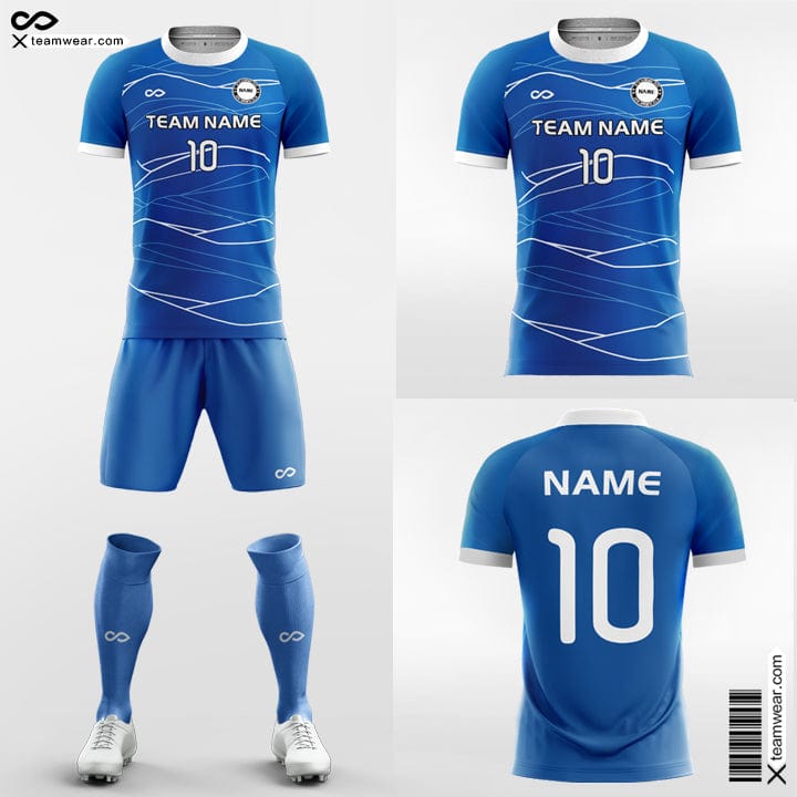 XTeamwear Soccer Uniforms Blue Sea - Custom Soccer Jerseys Kit Sublimated for High School