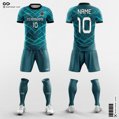 XTeamwear Soccer Uniforms Cyan Green / S Cross Lines - Custom Academy Soccer Jerseys with Shorts Sublimated
