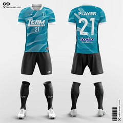 XTeamwear Soccer Uniforms Cyan / S Blue Sea - Custom Soccer Jerseys Kit Sublimated for High School