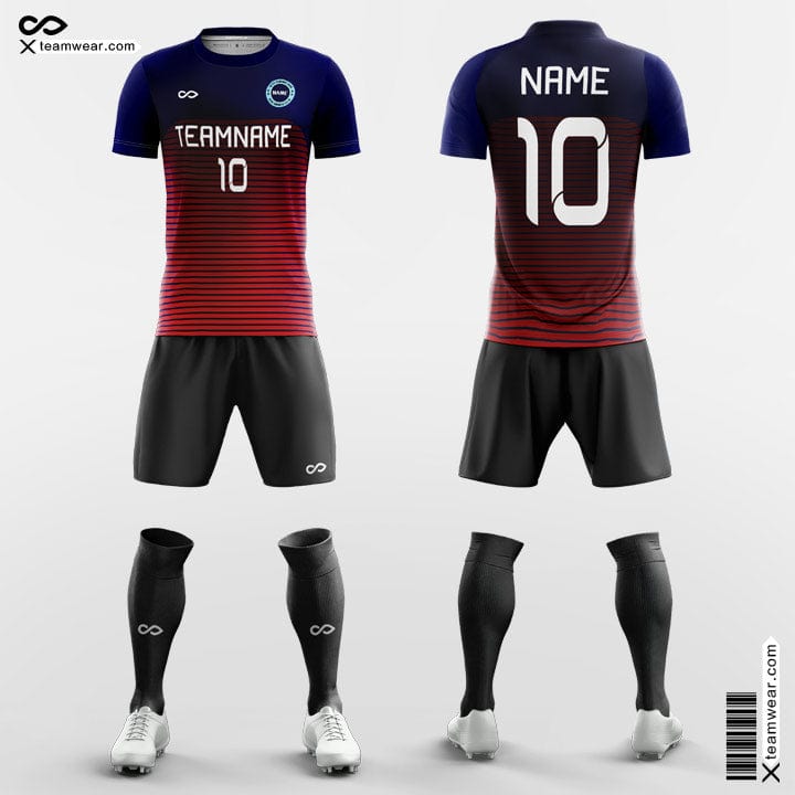 XTeamwear Soccer Uniforms Red / S Gradient Pinstripe - Custom Soccer Jerseys Kit for Club