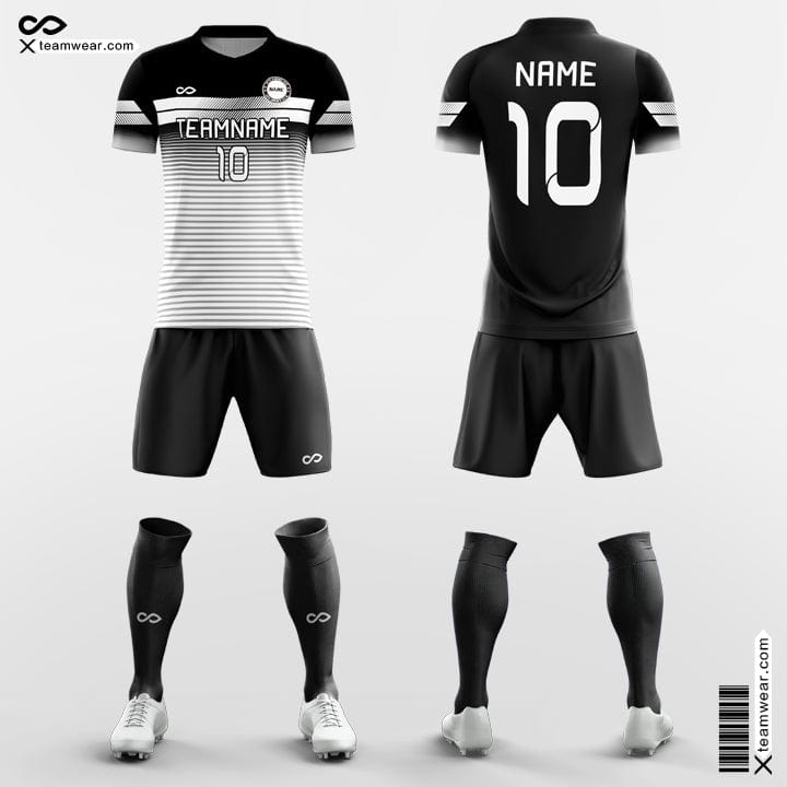XTeamwear Soccer Uniforms White&Black / S Black Gradient - Custom School Soccer Jerseys with Shorts Sublimated