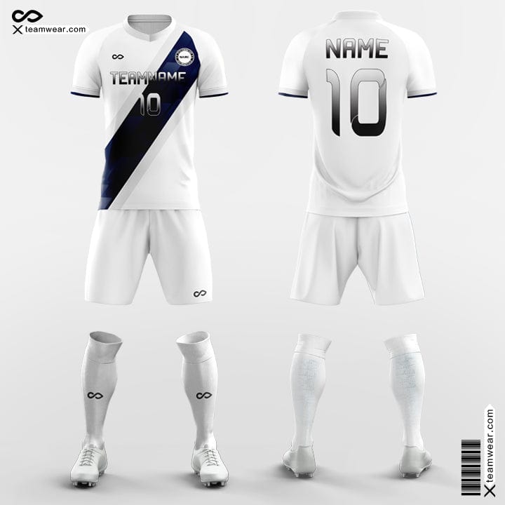 XTeamwear Soccer Uniforms White& Black / S Ribbon - Custom School Soccer Jerseys with Shorts Sublimated