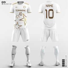 XTeamwear Soccer Uniforms White&Gold / S Gold Star - Team Custom Soccer Jerseys with Shorts Design