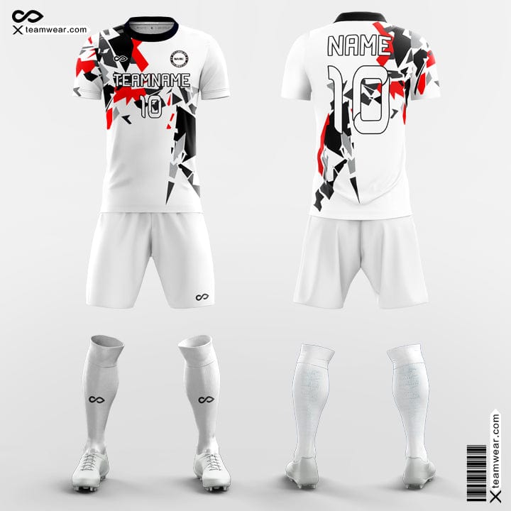 XTeamwear Soccer Uniforms White-Red-Black / S Origami - Custom School Soccer Jerseys with Shorts Sublimated
