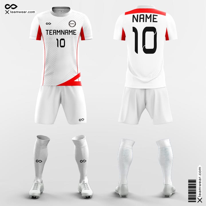 XTeamwear Soccer Uniforms White& Red / S Fashion - Custom Academy Soccer Jerseys with Shorts Sublimated