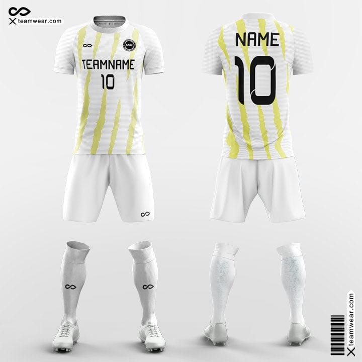 XTeamwear Soccer Uniforms Yellow&White / S Striped-Print - Custom Soccer Jerseys Kit Sublimated for League