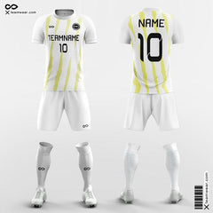 XTeamwear Soccer Uniforms Yellow&White / S Striped-Print - Custom Soccer Jerseys Kit Sublimated for League